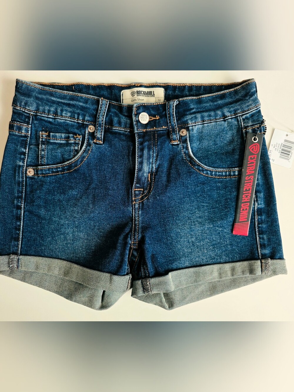NWT Rock & Roll Girl's Denim Shorts in Dark Blue Size 12